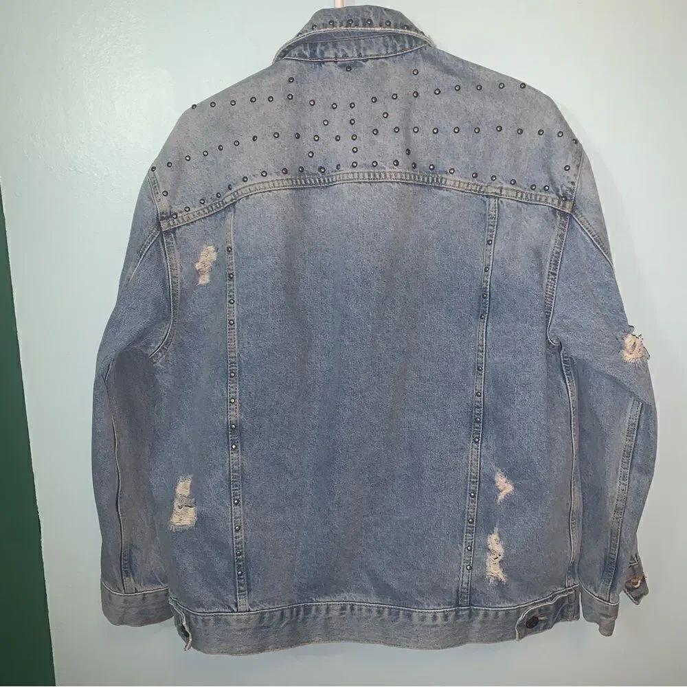 Free People Studded Distressed Jean Jacket Small - Picture 7 of 7